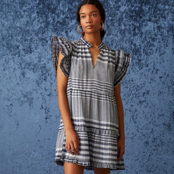 Tuckernuck Dresses & Skirts - Tuckernuck Marie Oliver Bay Dress in Check Blue White Size L